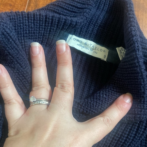 Lord & Taylor Zip Up Navy Sweater - Picture 3 of 4